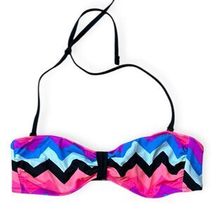 PINK VICTORIA’S SECRET Women’s Pink Blue Black Chevron Bikini Top Size Small